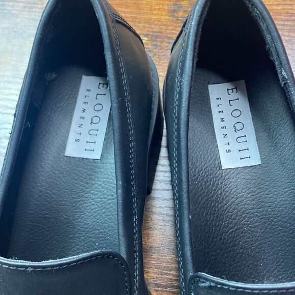Eloquii Elements Wm’s Sz 7 W Black Slip On Platform Lug Sole Loafer Shoes - Picture 8 of 8